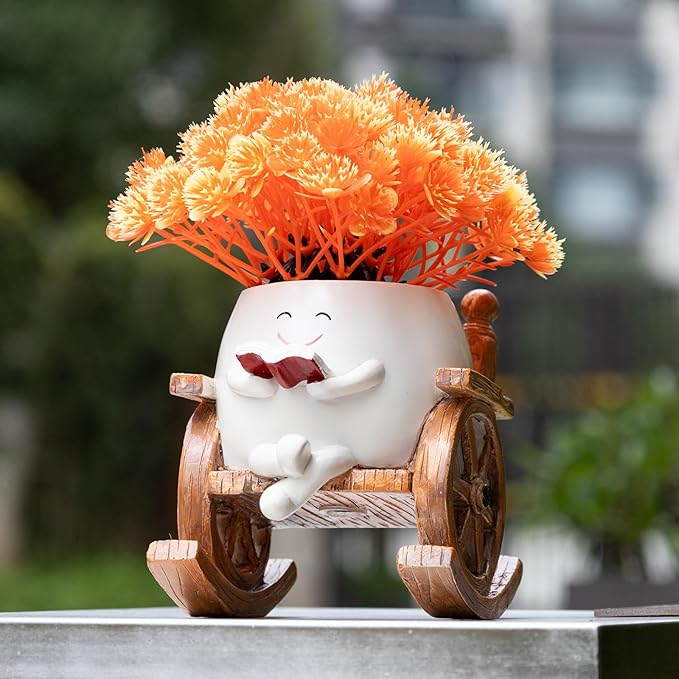 Smiley Face Planter Pots, Cute Rocking Chair Pot for Plants, Funny Flower Pot for Succulents with Drainage Hole Indoor & Outdoor, Gift Ideal for Lover Mother Grandma Friends(Rocking Chair Pot)