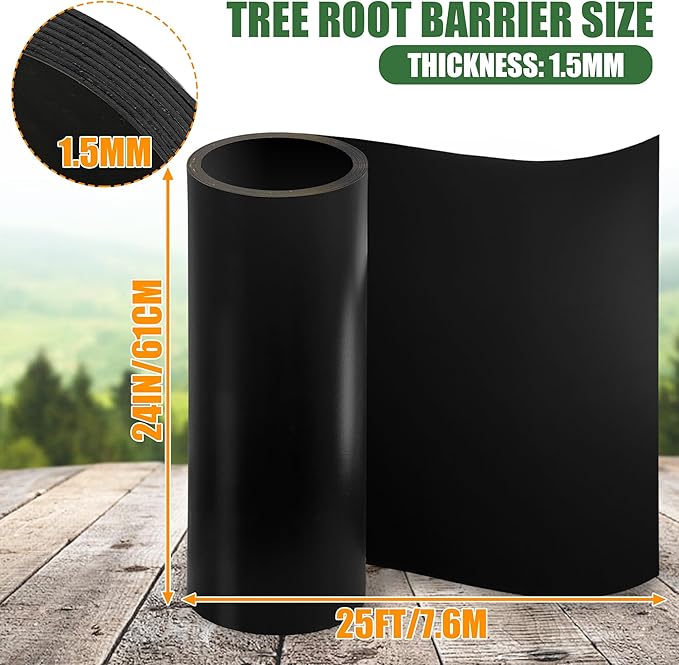 Tree Root Barrier 36in x 25ft x 60mil Root Barrier Grass Weed Barrier Bamboo Barrier Garden Edging for Landscape Edging Blocks