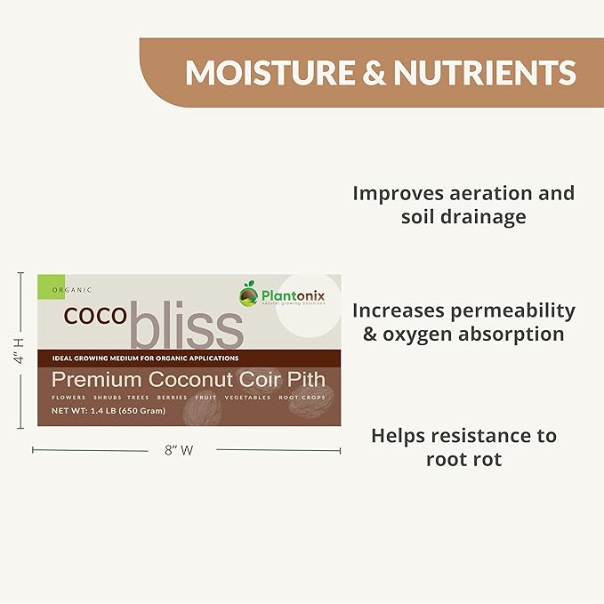 Coco Bliss 650gm Bricks (6-Pack) - Organic Coco Coir for Plants - OMRI-Listed Coco Coir for Garden Soil & Potting Mixes - Coconut Fiber Mixes with Potting Soil for Indoor Plants & Outdoor Plants