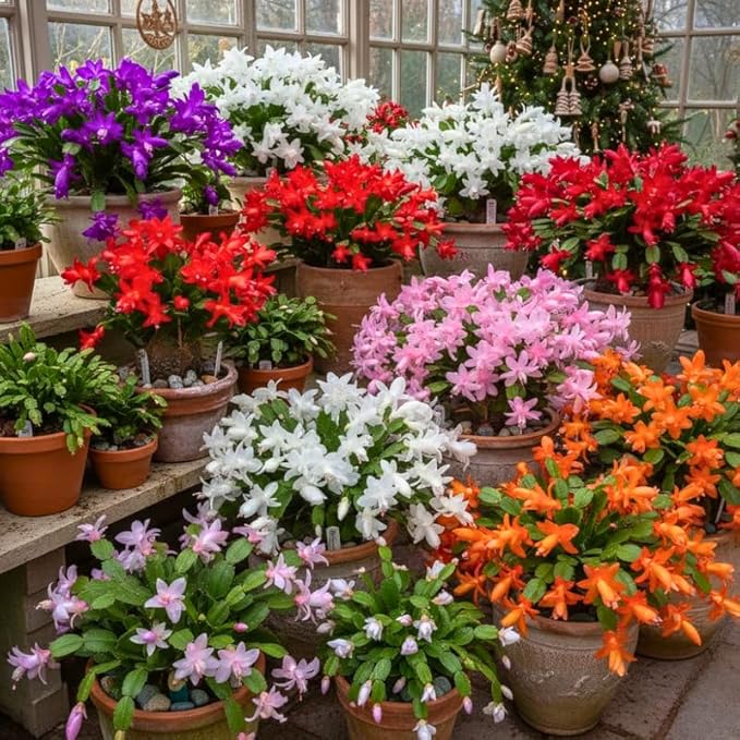 Pink Christmas Cactus Plants Live in 4 Inch Pot, Vibrant Christmas Cactus Blooms, Perennial Holiday Cactus Plant Flower Succulent Houseplant