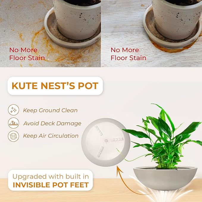 6.9"H x 19.7"D Round Bowl Fiberstone Planter for Succulent and Lotus, Christmas Tree Planter, Weather Resistant for Indoor & Outdoor Use, Included 2 Extra Coco Mats (Taupe,17.9" Pot Opening)