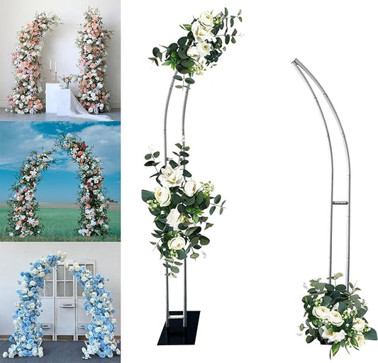Curved Wedding Arch Backdrop, 6FT&7FT Half Arch Balloon Stand for Ceremony, Birthday, Anniversary, Bridal, Baby Shower, Floral Decoration