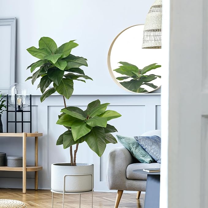 Fake Plants Living Room Decor Artificial Plants Outdoor Home Decor Fake Tree Office Decor Fiddle Leaf Fig Tree Tall Fake Plant Artificial Greenery 3.9ft Porch Decor Nearly Natural Artificial Plants