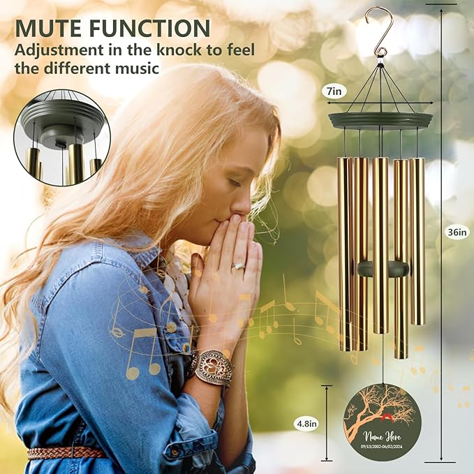 ASTARIN Cardinal Memorial Wind Chimes, 36" Personalized Name Sympathy Wind Chime, Windchimes in Memory of Loved One, Bereavement Condolence Gift for Loss Mom Dad Sister Son(Produced in USA)