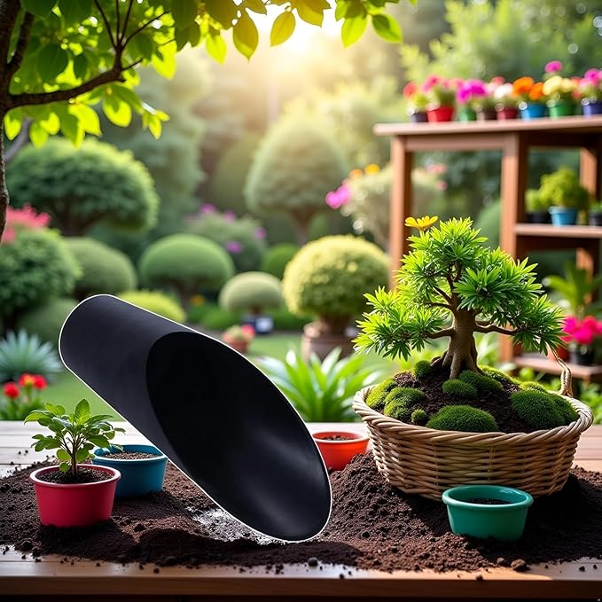 Black Bonsai Soil Scoops- Potting Scoopers Bucket Shovel- Potting Scoopers Bucket Soil Scoop ShovelPlastic Garden Soil Scoops -Bonsai, Potting, Cultivation, Weeding,Planting