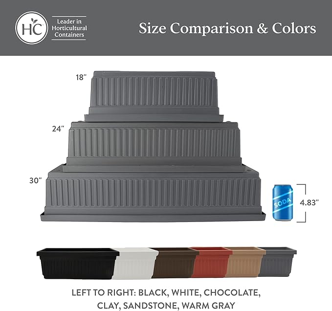 The HC Companies 18 Inch Venetian Window Planter Box with Drainage Plug, Lightweight UV-Resistant Plastic Outdoor Planters, 2-Pack Flower Box for Garden & Home Decor, Chocolate