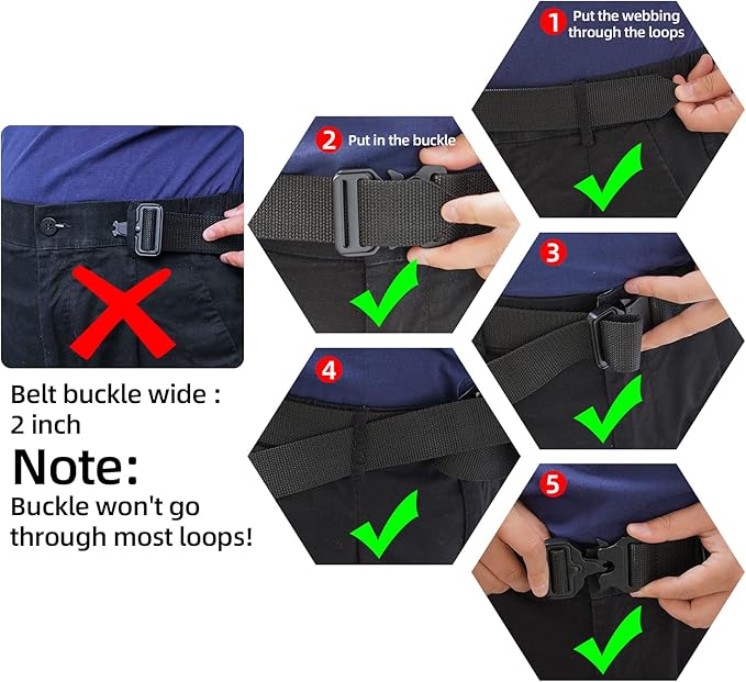 MELOTOUGH Quick Release Tool Belt 1.5 Inch Web Work Tool Belt with Heavy Duty Metal Buckle for Tool Pouch, Construction, Electrical (Black)