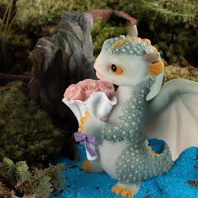Mini Dragon Figurine, Resin Home Decor, Cute Ornaments, Lucky Animal Garden Statue for Micro Landscape