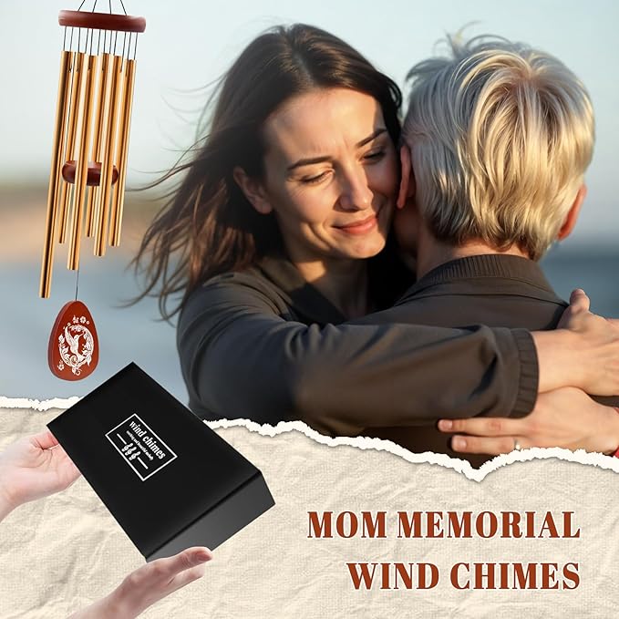 Memorial Sympathy Gifts for Loss of Mom, 25" Memorial Wind Chimes for Loss of Mother, Bereavement Gifts Ideas for Christmas Thanksgiving, in Memory of Mom Gift for Garden Home Outdoors