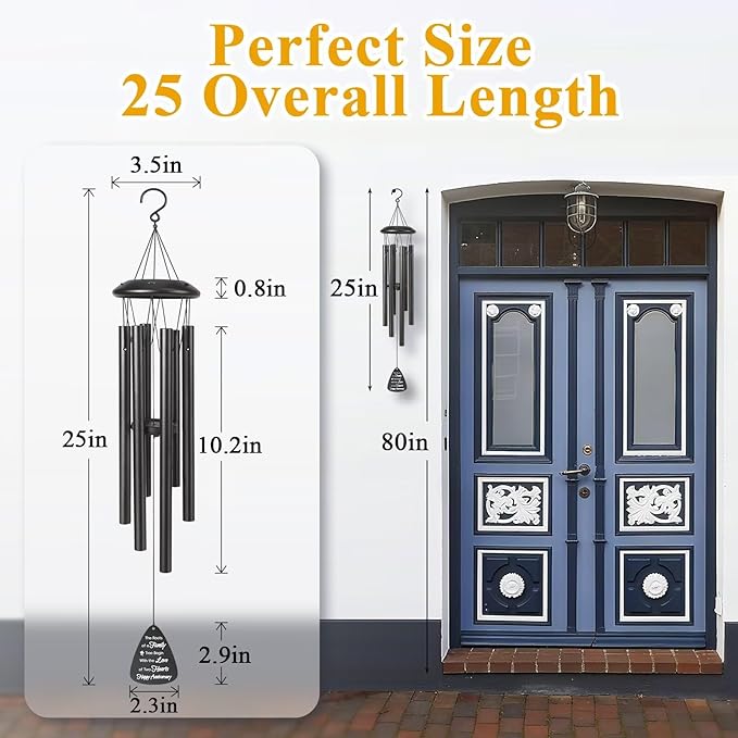 Happy Anniversary Wind Chimes Gifts for Men Women,Romantic Anniversary for Couples, Wife, Husband, Parents, Friends, Happy Anniversaries Decorations, 25'' Wind Chimes Black Gifts
