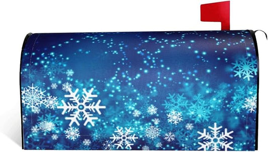 DADABULIU Mailbox Covers Christmas Snowflake Blue Xmas Winter Magnetic Letter Post Box Cover Standard Size 21 x 18 Inch Garden Yard Home Decorative