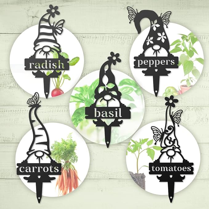 RealSteel, Garden Gnomes Metal Plant Labels, Vegetable, Herb Markers, Outdoors (Oregano)