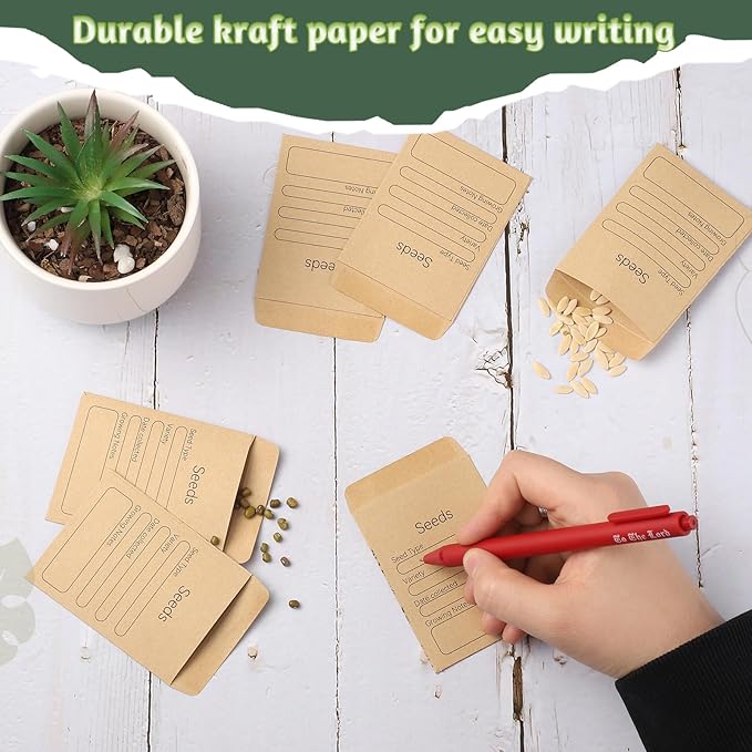 150 Pieces Seed Envelopes 3.15 × 2.36 IN Seeds Packets Storage Organizer Self Adhesive Small Paper Sealing Envelopes for Flower Vegetable Seed Storage