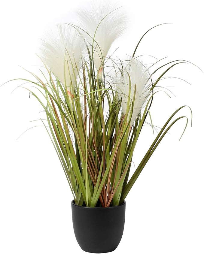 Briful Fake Plants 17" Artificial Potted Plants Faux Pampas Grass Plant with Black Pot Faux Plants Indoor for Home Bedroom Office Farmhouse Table Centerpiece Decoration
