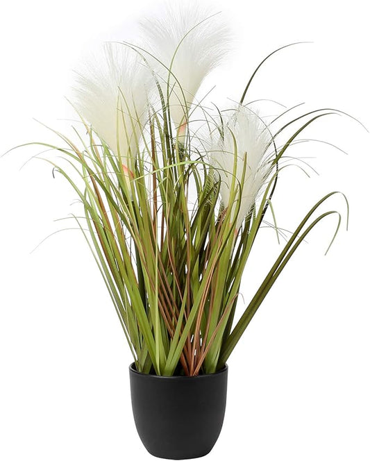 Briful Fake Plants 17" Artificial Potted Plants Faux Pampas Grass Plant with Black Pot Faux Plants Indoor for Home Bedroom Office Farmhouse Table Centerpiece Decoration