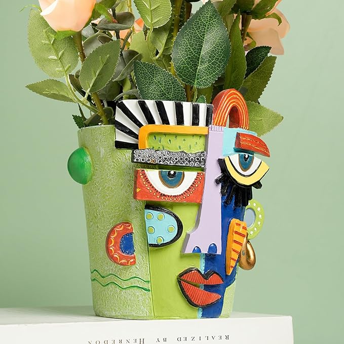 Picasso Face Planter Pots – Abstract Art Flower Vase with Facial Expressions, for Indoor Plant, Unique Planter Head Pot for Home Decor