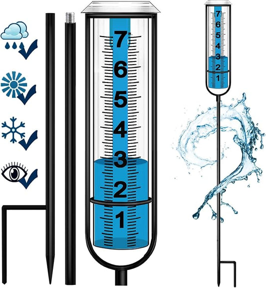 Rain Gauge, Freeze Proof Rain Gauge Outdoor with Stake, Upgrade Water Rain Meter, Rain Measure Gauge for Yard, Adjustable Rain Gauges Outdoors Best Rated, Detachable Rain Gauge for Lawn,Garden
