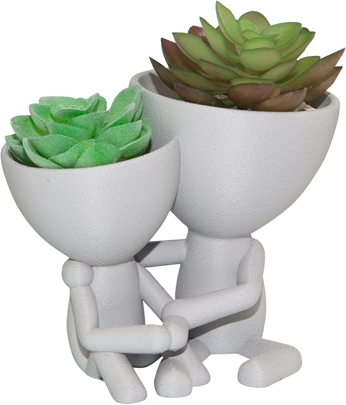 Mother and Child Flower Pot, 3.14" Flower Pot & 2.75" Small Succulent Pot, Mom Gifts from Son & Daughter, Indoor Small Planters Cute Cactus for Home Decor and Office Desk Decoration