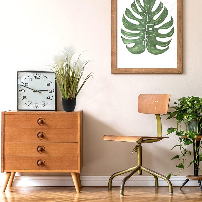 Briful Fake Plants 17" Artificial Potted Plants Faux Pampas Grass Plant with Black Pot Faux Plants Indoor for Home Bedroom Office Farmhouse Table Centerpiece Decoration