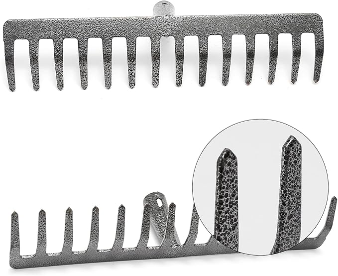 Rake Head Replacement, Heavy Duty Metal Rakes for Lawns, Rake Head Only Without Handle for DIY Gardening Tool. (14-Tines 0.9Lb)