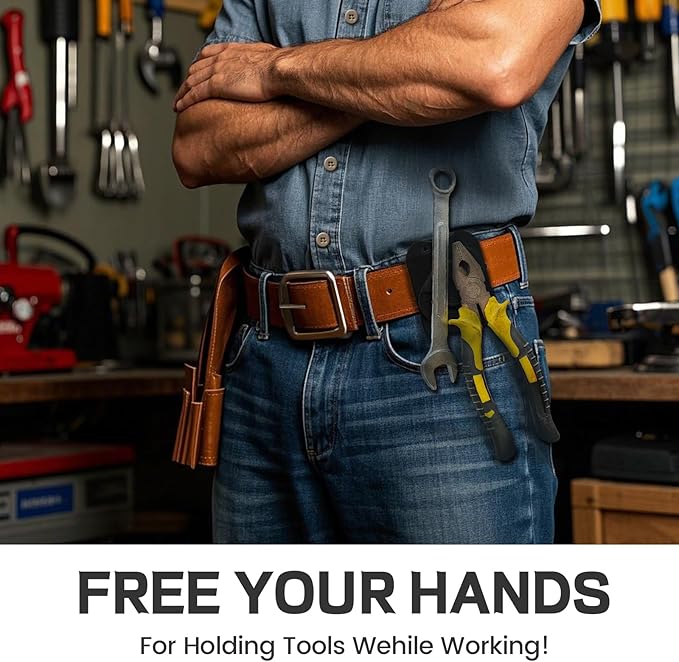Heavy-Duty Magnetic Tool Holder - Secure Clip-On Belt Magnet Holster for Screwdrivers, Wrenches, Pliers, Hammers, Nails, Sockets, Drill Bits, and All Magnetic Tools & Hardware