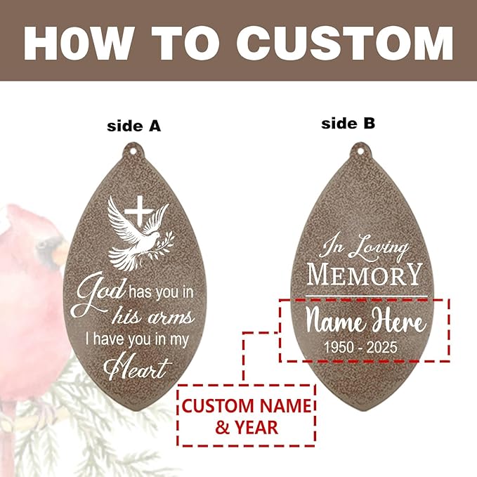 ASTARIN Personalized Sympathy Wind Chimes, Sympathy Gifts for Loss Mother Wife Husband, Deep Tone Large Personalized Wind Chime for Indoor Outside, in Loving Memory of Loved One