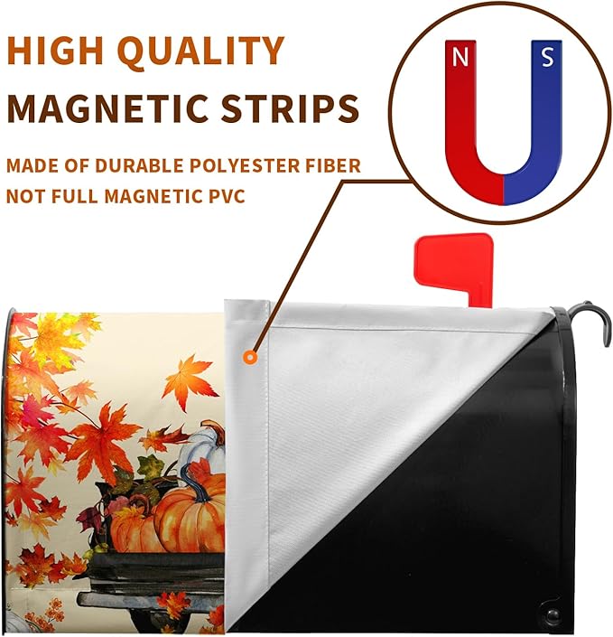 Fall Harvest Mailbox Covers Magnetic Standard Size Thansgiving Pumpkin Mailbox Post Cover Maple Leaves Truck Mailbox Decor Waterproof Mailbox Wraps Mail Cover for Garden Yard 21 * 18 Inch