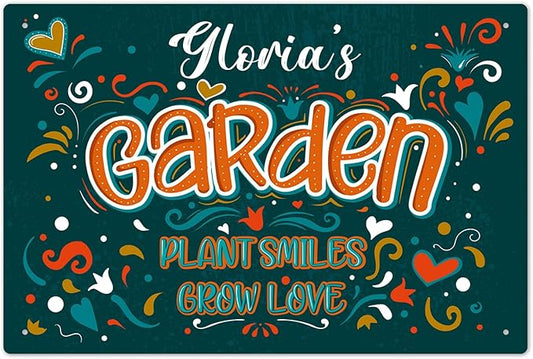 Custom Garden Signs, Personalized Sign For Garden, For Christmas, Mom, Her Or Girlfriend Sign, 12x18 Inches, Rust Free .063 Aluminum, Fade Resistant, Made in USA by Sigo Signs
