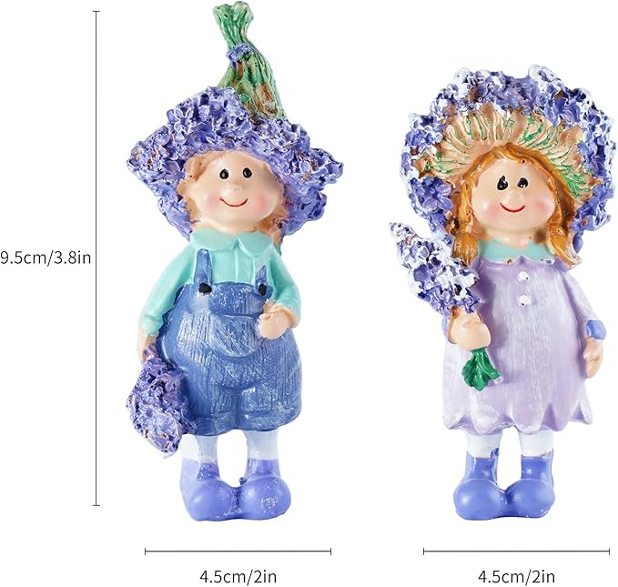 2 - Piece Set of Lavender Garden Decorative Character Statues, Ideal for Outdoor Patio, Lawn, Garden & Indoor Home Decor, for Parents, Friends and Housewarming