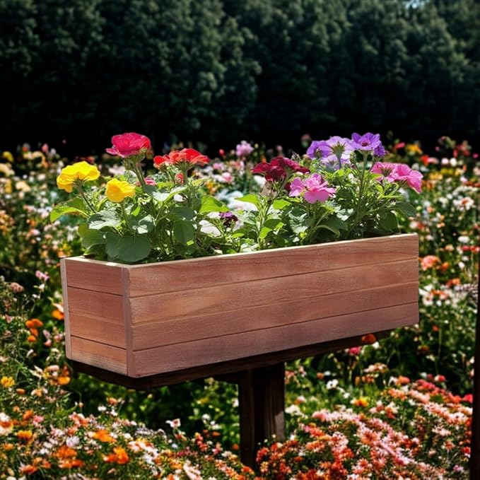 Handmade Cedar Wood Planter Box – Custom Small Indoor Outdoor Window Herb Box with Drainage Hole – Rustic Kitchen, Living Room, or Wedding Decor – Made in USA – Wood Flower or Plant Holder (32")