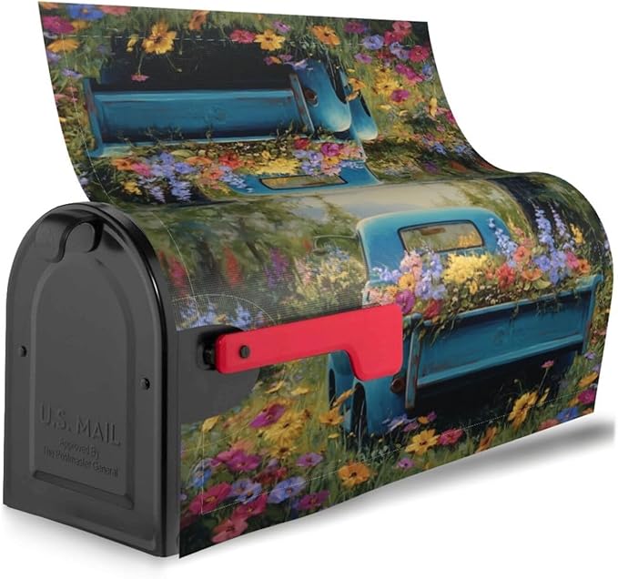 Spring Truck Mailbox Covers Magnetic Letterbox Covers 21x18 Inch for Garden Outdoor Decoration