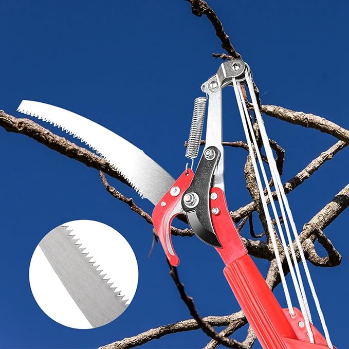 14 Inch Tree Pruner Pole Saw without Pole, 4 Wheels Sharp Tree Pruning Shear, Fruit Picker Harvester Pole Saw Tree Trimmer Clipper Trimming Tool