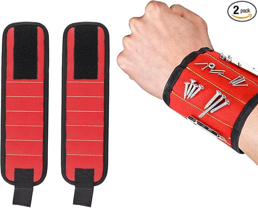 2 Pack Magnetic Wristband for Screws – Tool Wristbands with Magnets, Gifts for Him, Dad, Husband, DIY, Handyman, Cool Gadgets, Christmas Stocking Fillers (Gift Box Included)