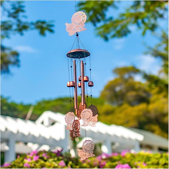 Sunflower Wind Chimes Outdoor Sunflower Gifts for Women Mom Men Dad Unique Birthday Gifts Metal Flower WindChimes for Outside/Indoors, Patio, Lawn, Yard, Home Decor, Outdoor Decor, Garden Decoration