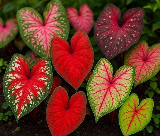 Caladium Bulbs for Planting - Mixed Colors, Growers Choice - Long Blooming Blend (24 Bulbs)