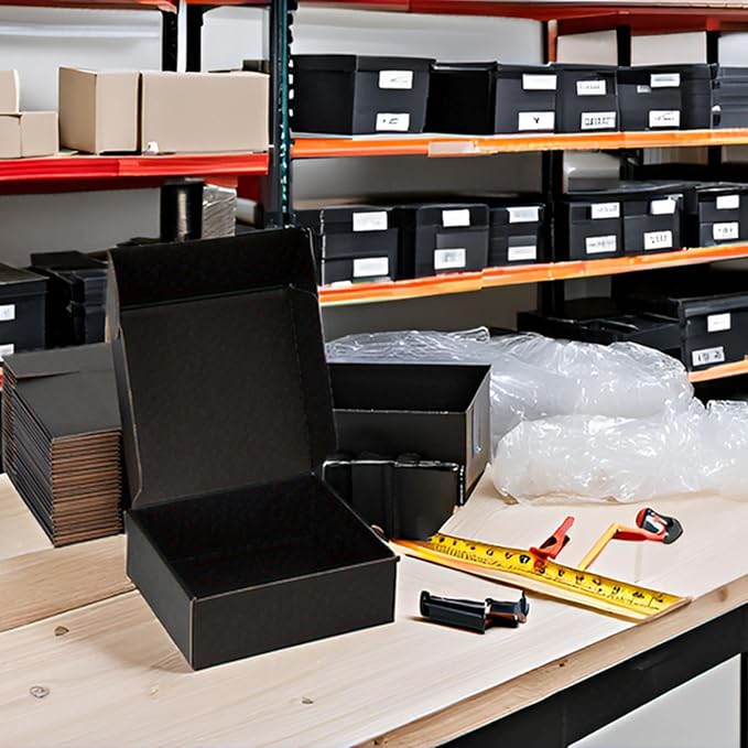 Small Shipping Boxes 9x9x3 Inch (25 Pack) - Sturdy Black Corrugated Cardboard Boxes for Small Business, Ecommerce, Mailing & Packaging | Recyclable Gift & Storage Boxes