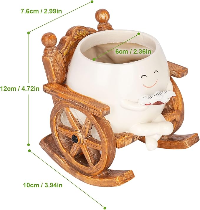 Smiley Face Planter Pots, Cute Rocking Chair Pot for Plants, Funny Flower Pot for Succulents with Drainage Hole Indoor & Outdoor, Gift Ideal for Lover Mother Grandma Friends(Rocking Chair Pot)