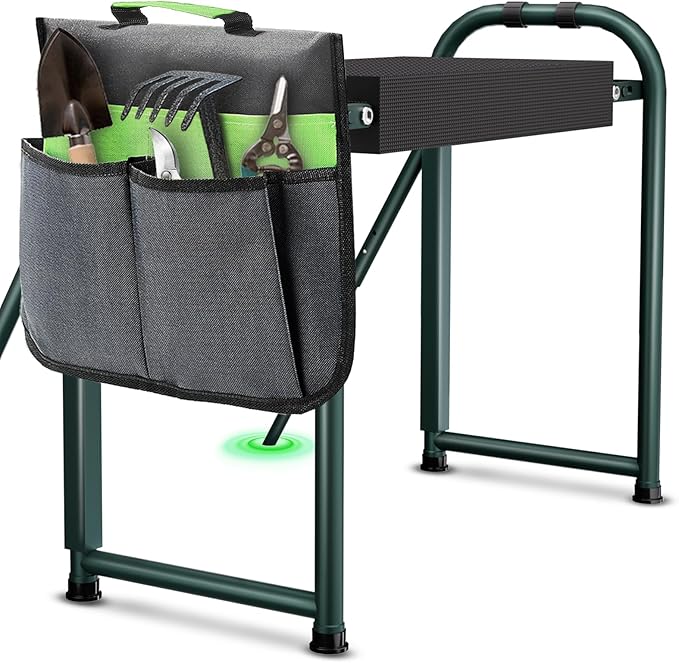 seasky Foldable Garden Kneeler and Seat, Anti-Tipping Gardening Bench Widened Thick Soft Kneeling Pad, Heavy Duty Gardening Stool with Tool Bag,Gardening Gift for Women