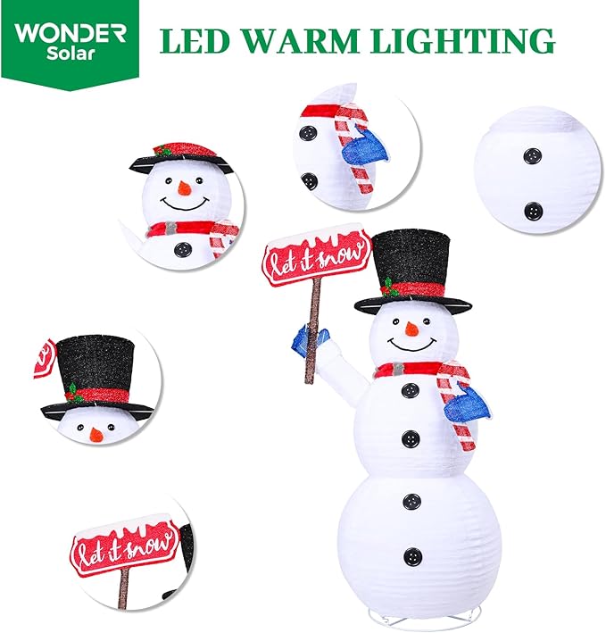 Christmas Snowman Outdoor Decoration, 5.2FT Warm White Snowman Lighted Christmas Candy Cane Sign, Light Up Indoor/Outdoor Decoration for Xmas Holiday Yard, Garden, Lawns, Porch