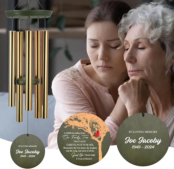 ASTARIN Wind Chimes Outdoor for The Loss of Mom Dad, Personalized Customized WindChimes for Loss of Loved One, Memorial Wind Chime as Sympathy Gift, Home Garden Patio Décor, 36''(Produced in USA)