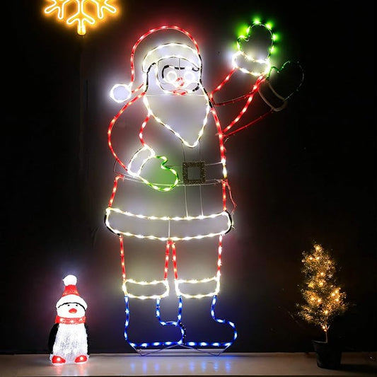 Snokip 5Ft 273 LED Santa Claus Light with Controller, Colorful Neon Light for Outdoor Indoor Home Garden Christmas Festival Party Decoration