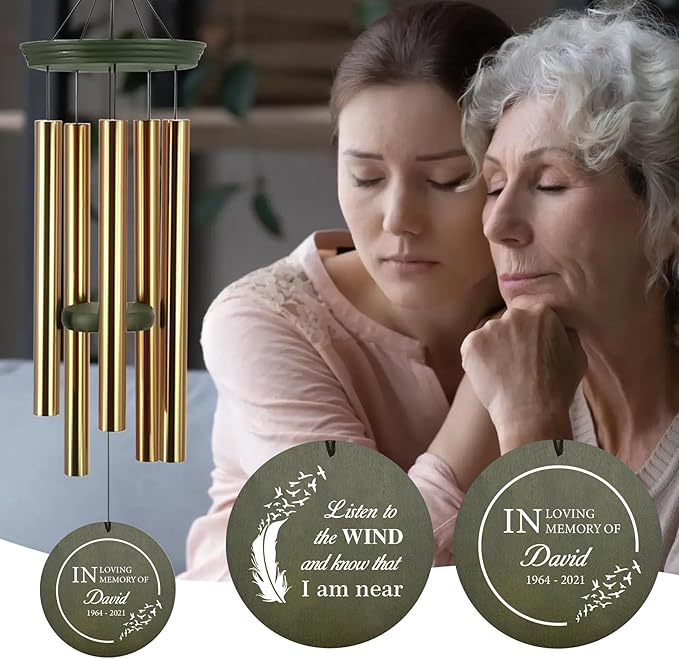 ASTARIN Memorial Angel 36" Wind Chimes, Personalized Name Sympathy Wind Chime, in Memory of Loss Mom Loved One, Large Deep Tone Bereavement Windchimes for Outdoors Outside(Produced in USA)