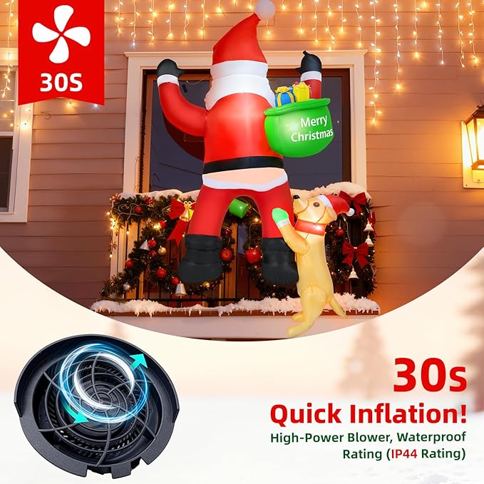 7 FT Outdoor Christmas Decorations Inflatables Climbing Santa Claus Decor with LED Lights, Christmas Blow Ups, Xmas Decorations for Window Roof Holiday Yard Party