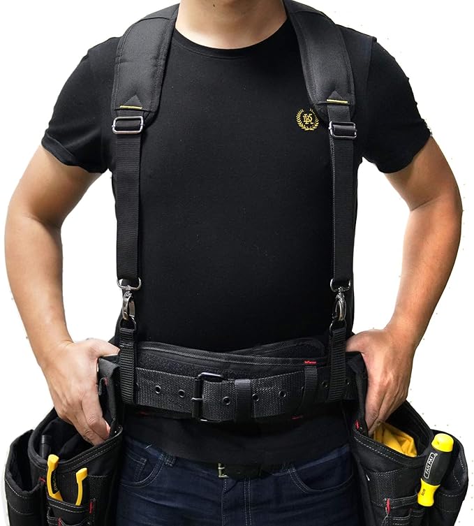 MELOTOUGH Construction Work Belt Padded Suspender Tool Belt Suspenders for Electrican Heavy Duty Big and Tall