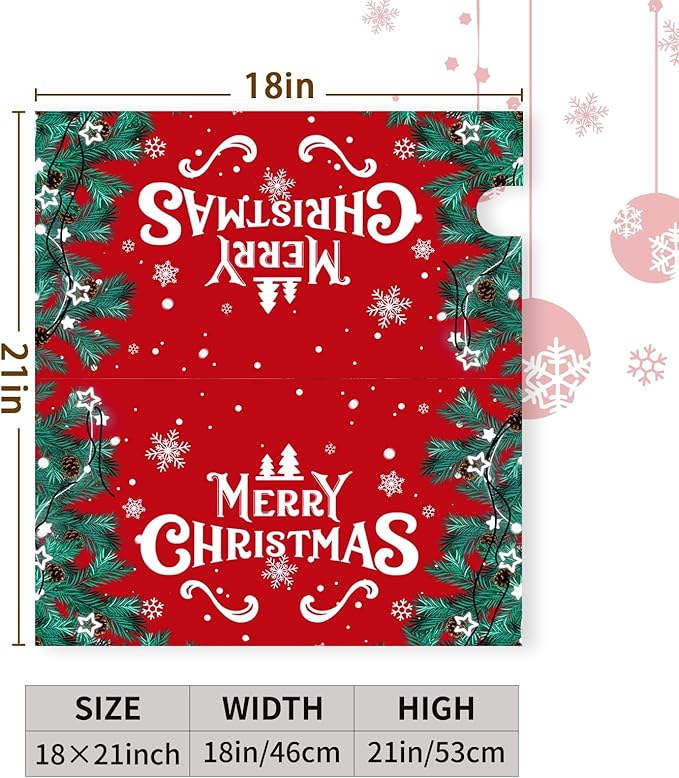 Merry Christmas Mailbox Cover Xmas Trees Magnetic Mailbox Covers Poinsettia Winter Snowflake Letter Post Box Cover Standard Size 21 * 18 Inch Christmas Yard Home New Year Holiday Decorative