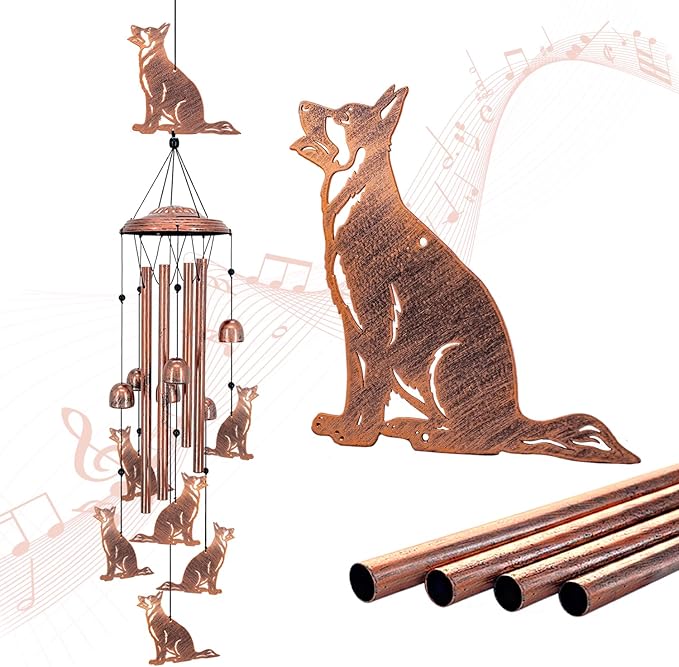 German Shepherd Dog Wind Chimes for Outside,Dog Gifts for Women Men/Memorial/Sympathy/Birthday Gifts Metal windchimes Outdoors/Indoors,Garden Decor,Patio,Home,Porch,Yard Decorations