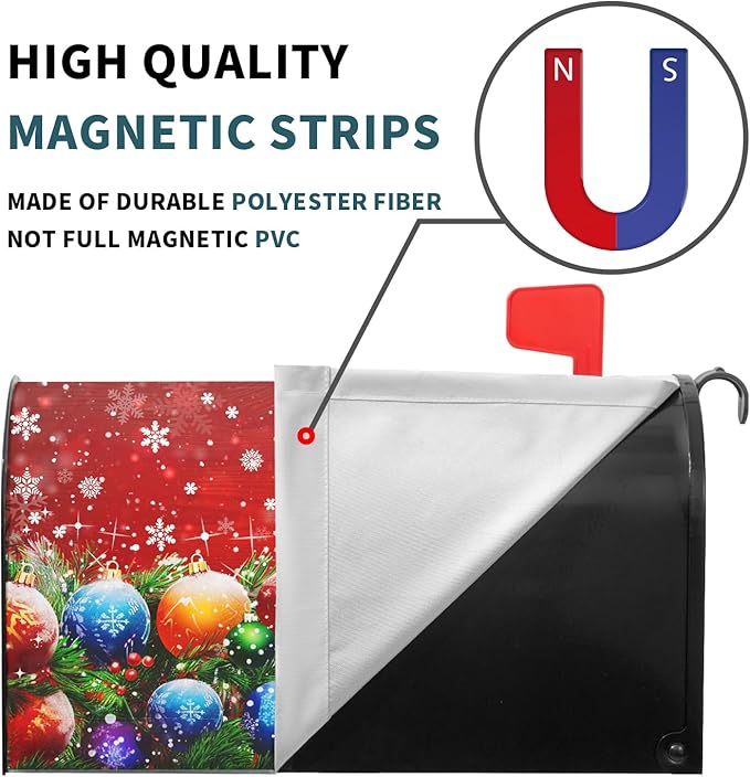 Red Christmas Mailbox Covers Magnetic Christmas Tree Snowflakes Mailbox Covers Magnetic Standard Size 18" X 21" Winter Mailbox Wraps Post Letter Box Cover Garden Yard Home Decor for Outdoor