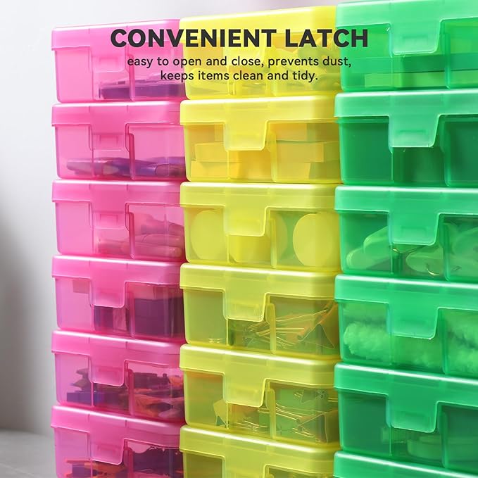 novelinks 18 Pack Small Plastic Storage Containers Clear Arts & Crafts Storage Boxes & Organizers Stackable Small Containers With Lids For Organizin (Set 3)
