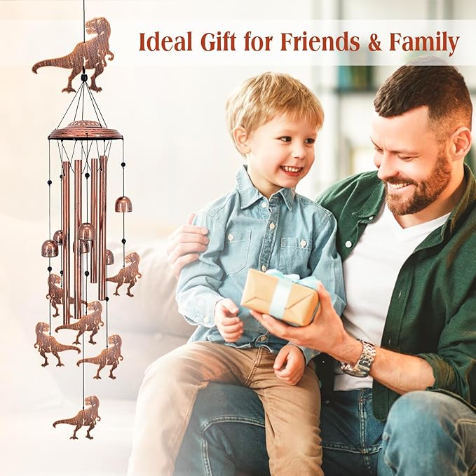 Dinosaur Wind Chimes for Outside,Dinosaur Gifts for Adults Men Women/Memorial/Birthday Metal windchimes Outdoors/Indoors,Garden,Patio,Home,Porch,Yard Decoration