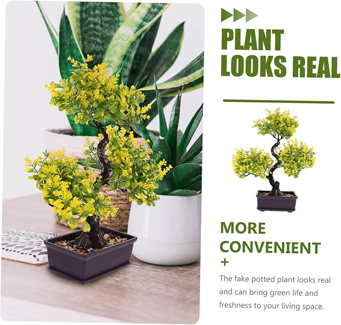 Cabilock Artificial Potted Plants Faux Bonsai Ornament for Home and Office Simulation Plants for Indoor Decoration Fake Potted for Bookshelf Desk and Living Room